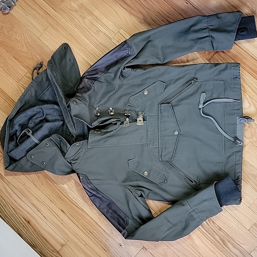 Nwt Nicholas k army Green hooded 3/4 sweater jacket parka Small